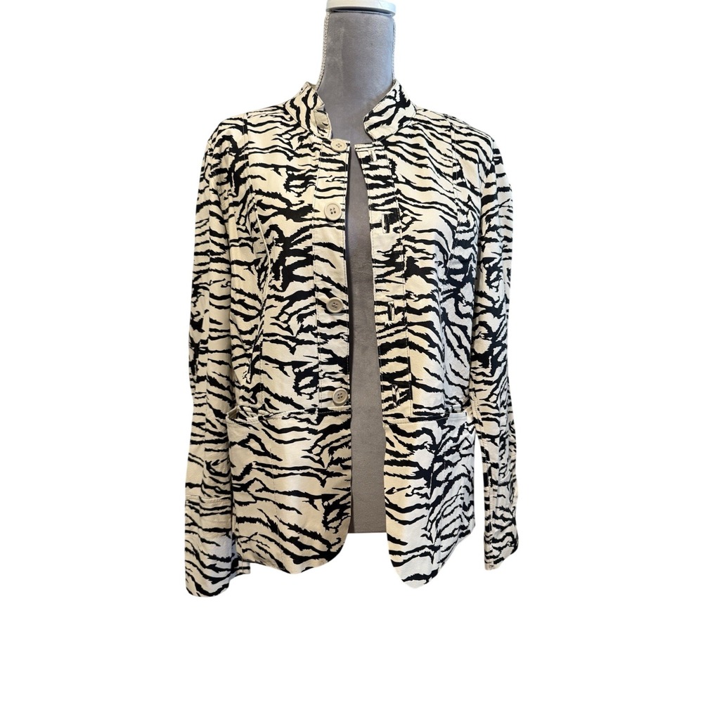 Neiman Marcus Sz 14 Reversible Suede Zebra Print  Jacket‎ Black & Beige Leather